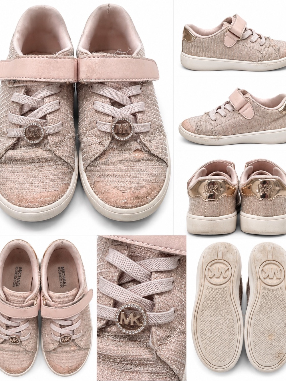 Michael Kors Kids Blush Pink Glitter Low-Top Sneakers